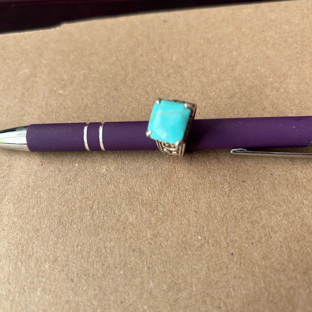 Turquoise Stone Silver Ring - image 3